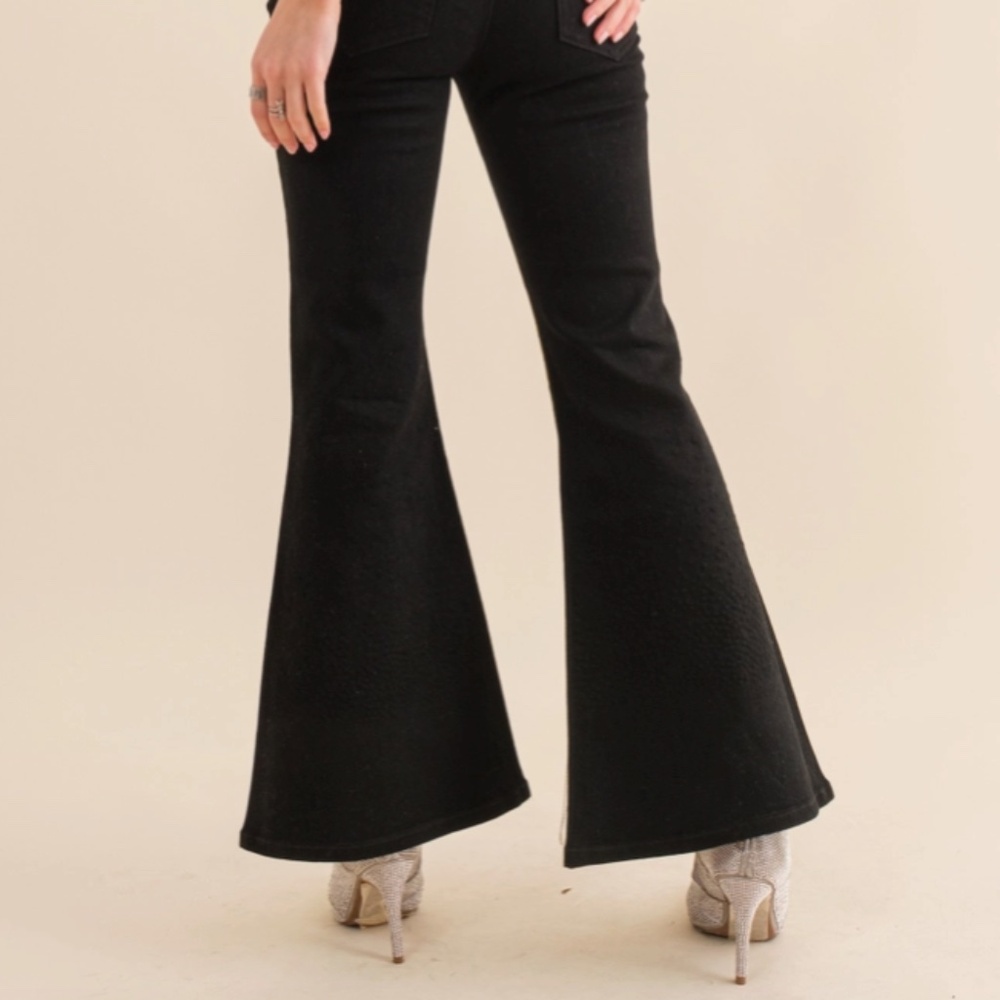 NEW! by Blue B Cotton Stretch Studded Rhinestone Fringe Bell Bottom Jeans Sz SML - Picture 16 of 16